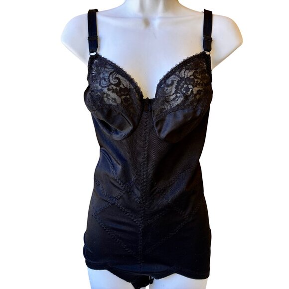 Vintage 70's Smoothie Diet Skinny Waist Black Bodysuit Shapewear Size 36C - Picture 14 of 16